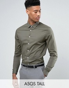 Рубашка скинни цвета хаки ASOS TALL - Зеленый