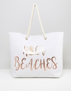 Пляжная сумка с золотистым принтом Hola Beaches South Beach - Золотой