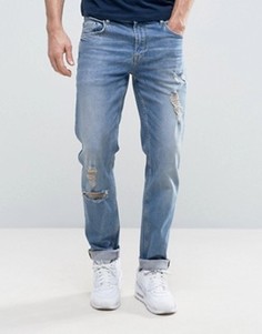 Рваные эластичные узкие джинсы ASOS - Синий