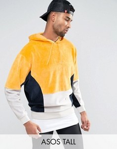 Велюровый oversize-худи со вставками ASOS TALL - Желтый