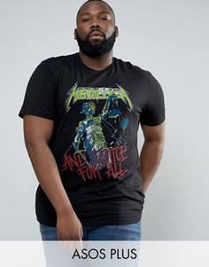Длинная футболка с принтом Justice For All ASOS PLUS Metallica - Черный