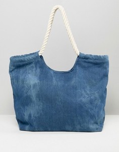 Синяя джинсовая сумка с веревочными ручками South Beach - Синий