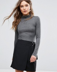 Топ с отворотом на воротнике New Look - Серый