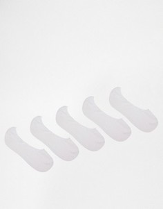 5 пар белых невидимых носков ASOS - СКИДКА - Белый