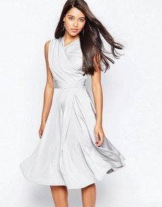 Платье миди с перекрестным спереди лифом ASOS Debutante - Серый