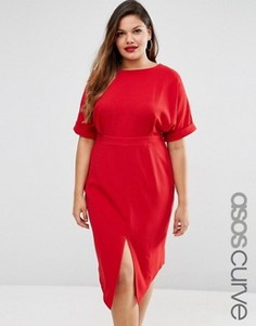 Платье с разрезом спереди ASOS CURVE - Красный