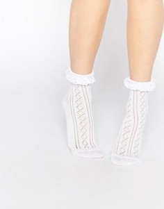 Кружевные носки с оборкой ASOS - Белый