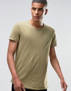 Удлиненная футболка с необработанными краями Esprit - Зеленый