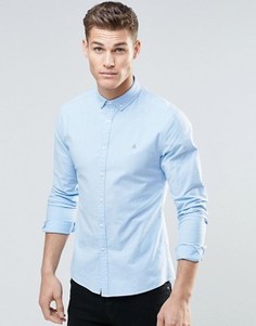 Голубая приталенная оксфордская рубашка ASOS - Синий