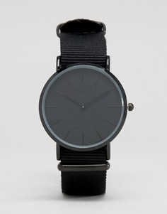 Часы с черным парусиновым ремешком Reclaimed Vintage - Черный