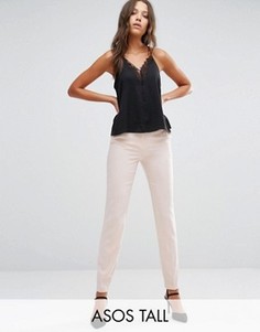 Укороченные брюки-сигареты из крепа ASOS TALL - Розовый