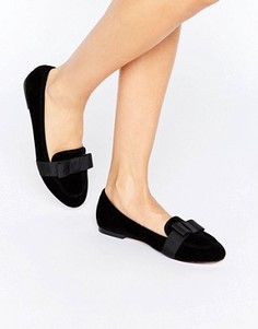 Бархатные лоферы с бантом ASOS MIRANDA - Черный