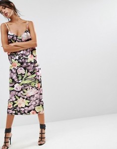 Платье миди с цветочным принтом ASOS SALON - Мульти