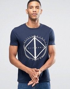 Футболка с надписью и принтом круга ASOS - Темно-синий