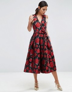 Жаккардовый комбинезон с цветочным принтом и широкими штанинами ASOS - Мульти