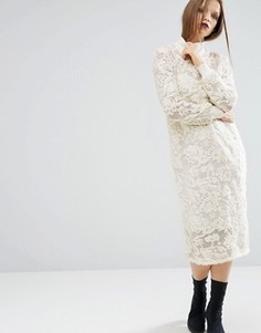 Платье с кружевной вышивкой ASOS PREMIUM - Кремовый