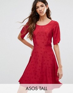 Платье мини с короткими рукавами и жаккардовой отделкой ASOS TALL - Красный