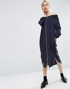 Платье миди из 100% шелка с открытыми плечами ASOS WHITE - Черный
