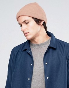Розовая шапка‑бини с закатанным краем ASOS - Розовый