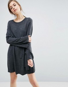 Трикотажное платье с завязками на манжетах ASOS - Серый