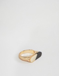 Золотистое кольцо с геометрической планкой DesignB - Золотой