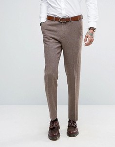 Серо-желтые узкие брюки с добавлением шерсти ASOS - Бежевый