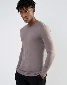 Длинный джемпер с круглым вырезом ASOS - Бежевый