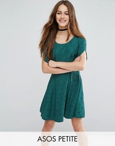 Жаккардовое платье мини с короткими рукавами ASOS PETITE - Зеленый