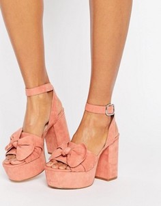 Сандалии на платформе с бантом ASOS HALO - Розовый