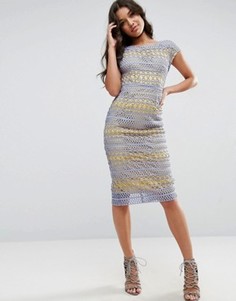 Ажурное платье на контрастной подкладке ASOS - Желтый