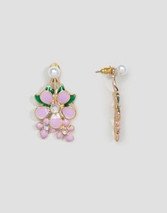 Серьги с эмалированными цветами ASOS - Золотой