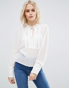 Блузка с кружевной вставкой ASOS - Кремовый