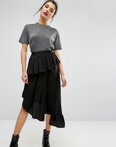Атласная юбка миди ASOS - Черный