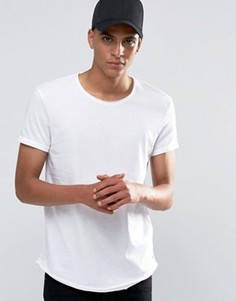 Удлиненная футболка с необработанными краями Esprit - Белый