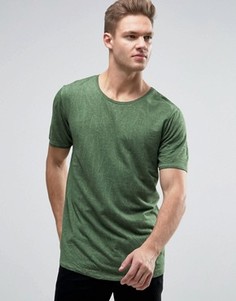 Выбеленная футболка с мятым эффектом и закругленным краем Jack &amp; Jones Originals - Зеленый