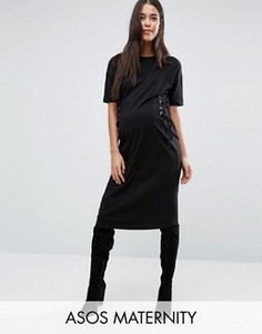 Платье-футболка миди для беременных ASOS Maternity - Черный