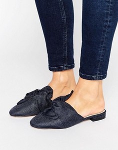 Балетки-сабо с отделкой в стиле банта ASOS LUCKY - Темно-синий