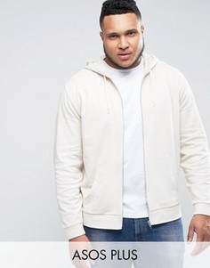 Бежевое худи на молнии ASOS PLUS - Бежевый