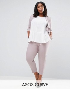 Укороченные креповые брюки-сигареты ASOS CURVE - Розовый