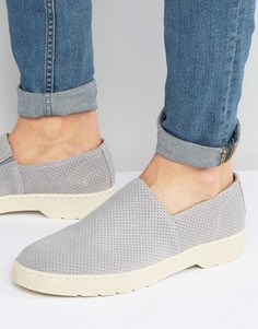 Замшевые туфли-слипоны с перфорацией Dr Martens Plano - Серый