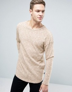 Длинный вязаный джемпер с закругленным низом Jack &amp; Jones Originals - Бежевый