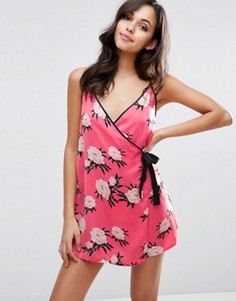 Атласное платье-комбинация мини с гвоздиками ASOS - Мульти