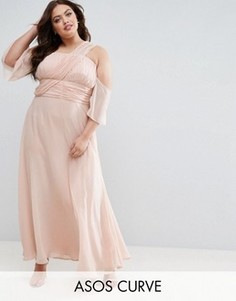 Платье макси на одно плечо ASOS CURVE WEDDING - Розовый