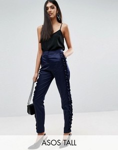 Узкие брюки с оборками ASOS TALL - Темно-синий