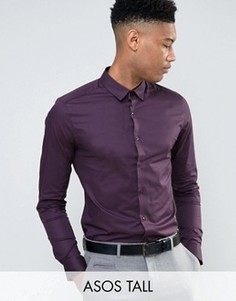 Бордовая рубашка скинни ASOS TALL - Красный