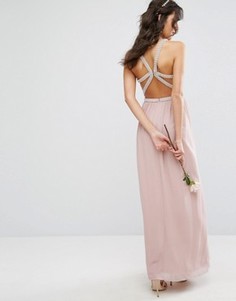 Платье макси с лямками и отделкой TFNC WEDDING - Розовый