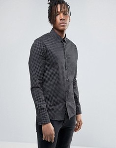 Рубашка скинни в горошек ASOS - Черный