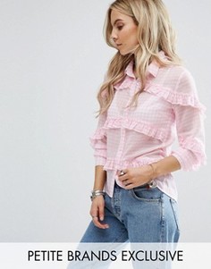 Блузка в клеточку с оборками Glamorous Petite - Розовый