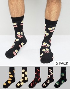 Набор из 5 пар носков с принтом завтрака ASOS - Мульти