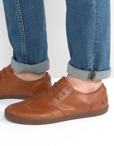 Кожаные кроссовки в стиле брогов Fred Perry Byron - Рыжий